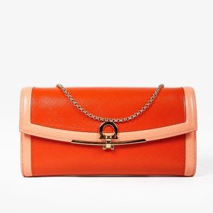 Salvatore Ferragamo Orange Saffiano Leather Cancini Shoulder Bag
